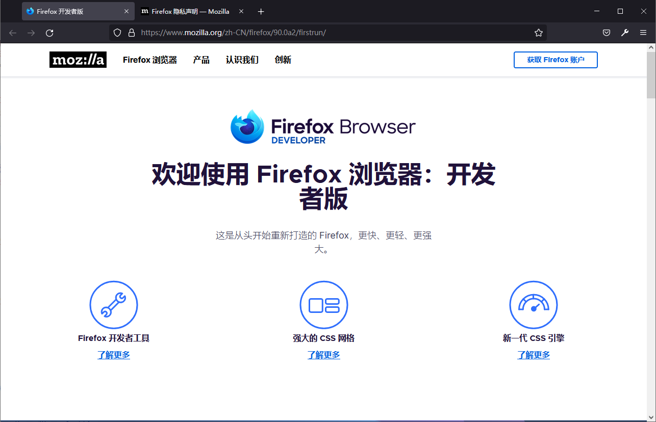 ߰(Firefox Developer Edition) °0