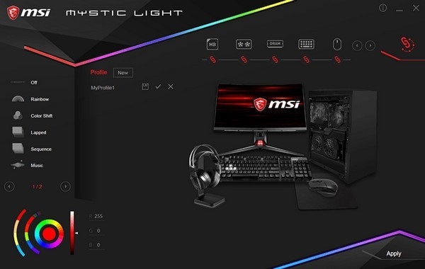 MSI Mystic Light Sync(微星RGB灯光控制软件) v3.0.0.70 正式版 0